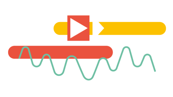 Image of a play button with lines and audio as an illustration for smooth animation by explainer company Creative Beards