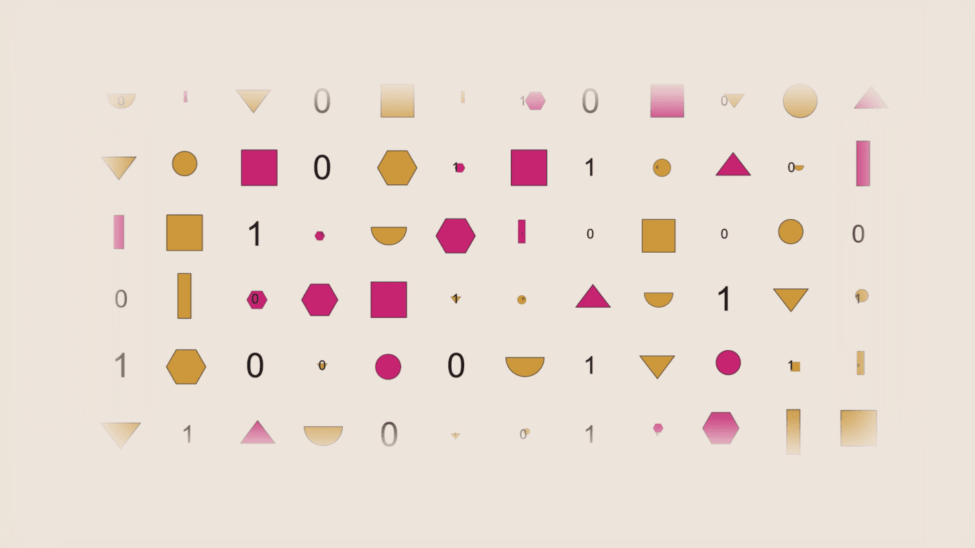 Image of zeroes and ones and abstract design as an illustration of the explanatory animation about ict made by animation studio Creative Beards