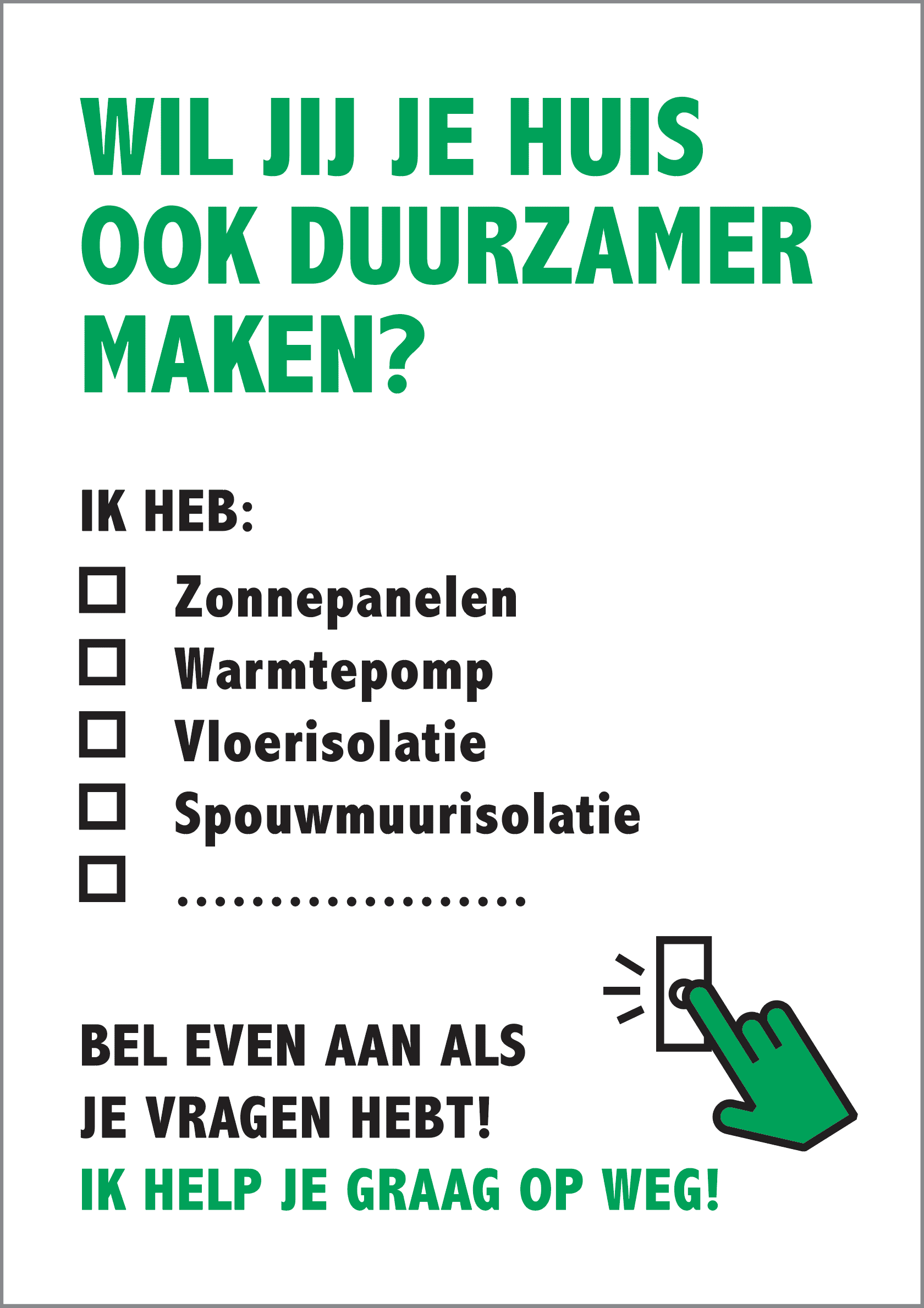 Poster met allerlei duurzame opties om je huis te verduurzamen