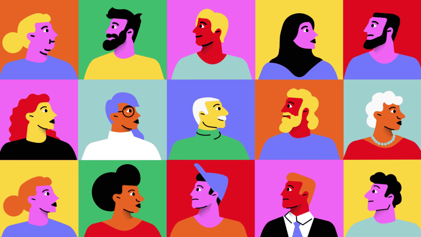 Beeld van verschillende mensen vanuit verschillende achtergronden ter illustratie van 2d explainer laten maken over burgerberaad door animatiestudio Creative Beards