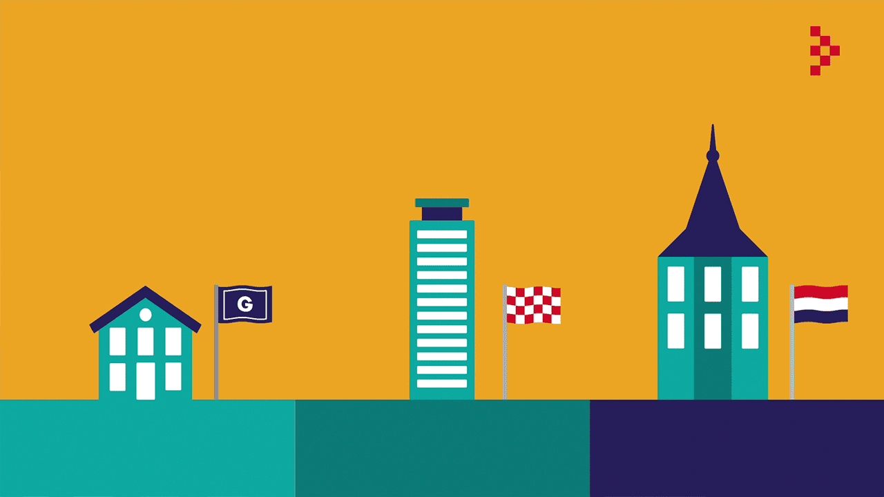 Beeld van gemeente, provincie en Rijk in iconische stijl ter illustratie van 2D explainer laten maken door animatiestudio Creative Beards