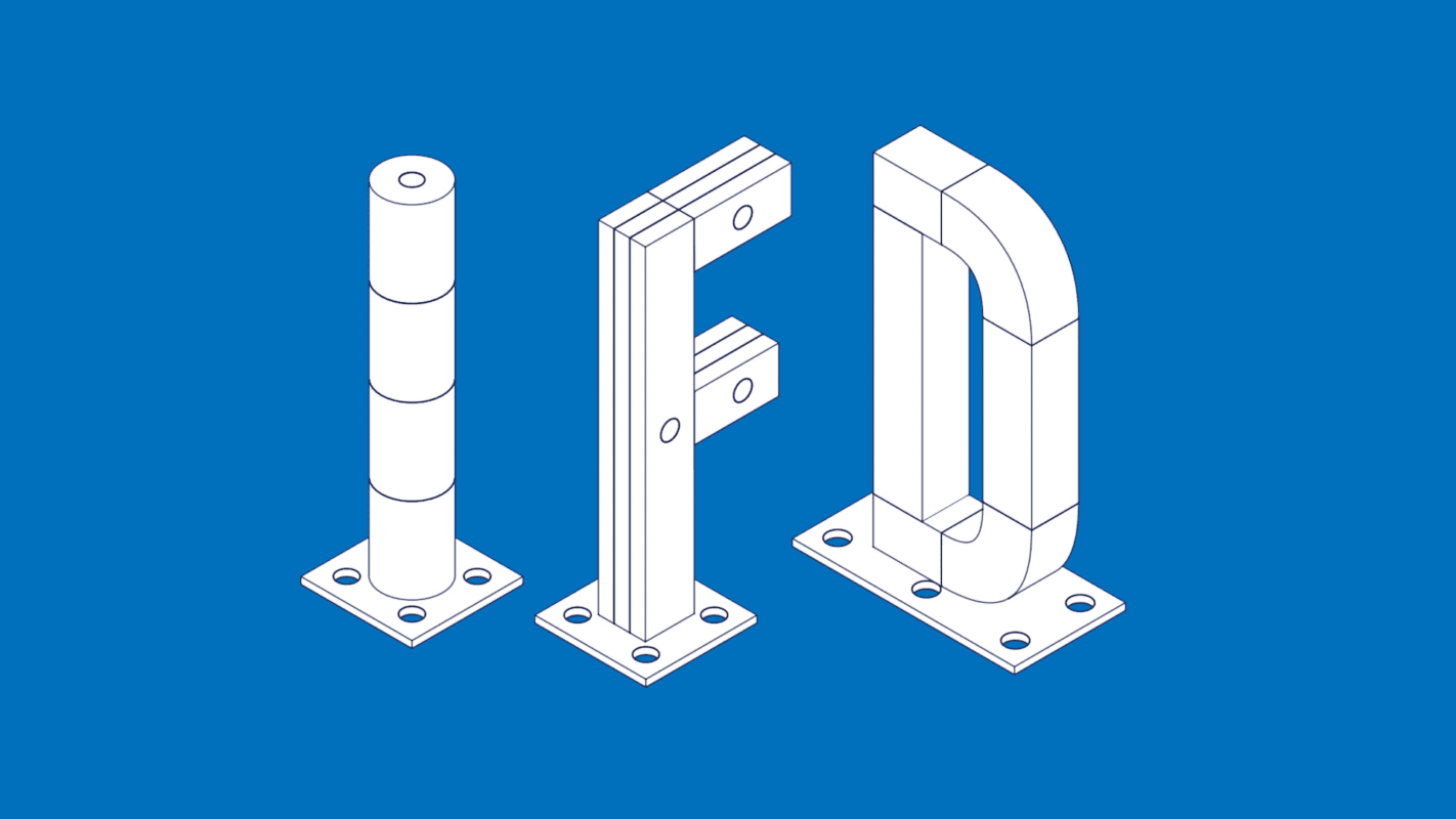 Beeld van 3D letters die samen IFD schrijven ter illustratie van 3D explainer door animatiebedrijf Creative Beards