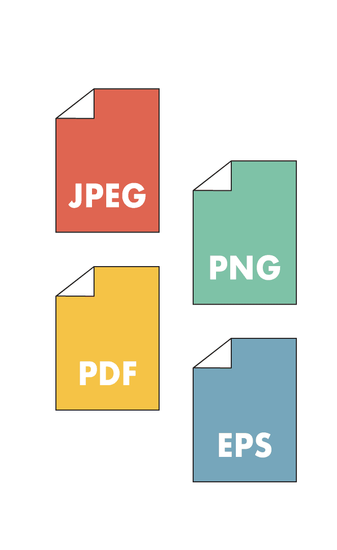 Beeld met vier formaten die voorkomen bij afbeeldingen en bestanden ter illustratie van blog over specificaties afbeeldingen en animatie