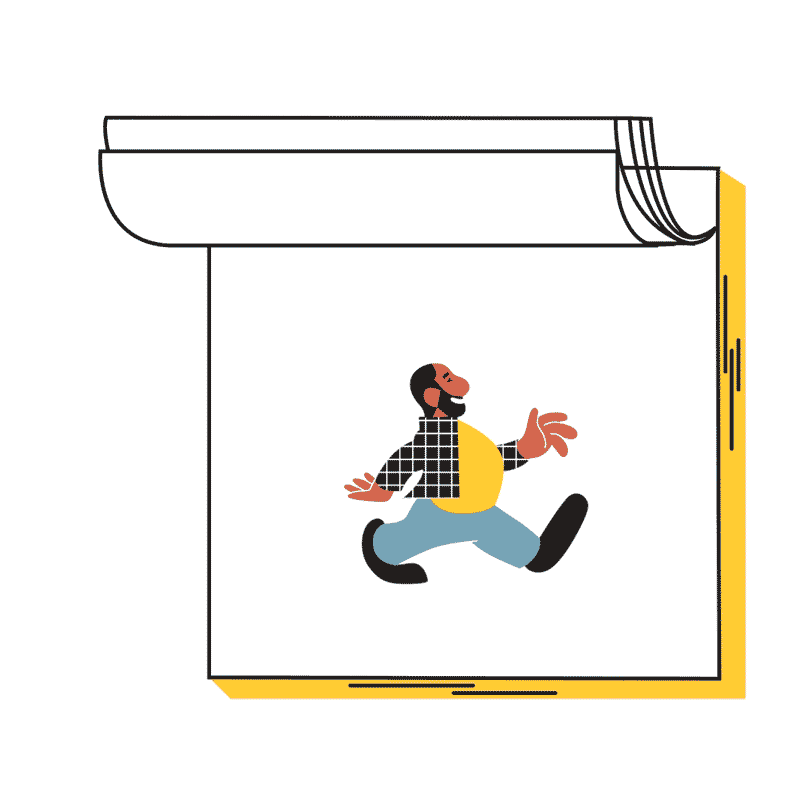 Cel animatie van mannetje op een flip book in digitale vorm ter illustratie van frame by frame animatie