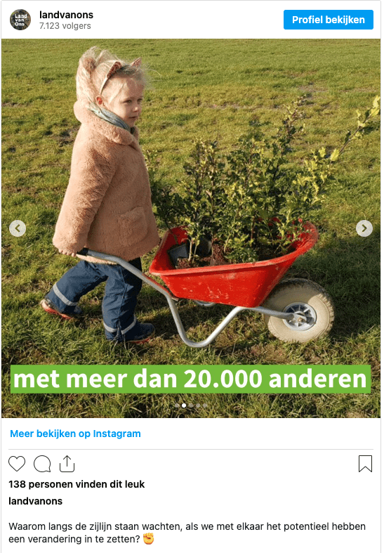 Screenshot van marketing op Land van Ons Instagram met videostills uit animatie