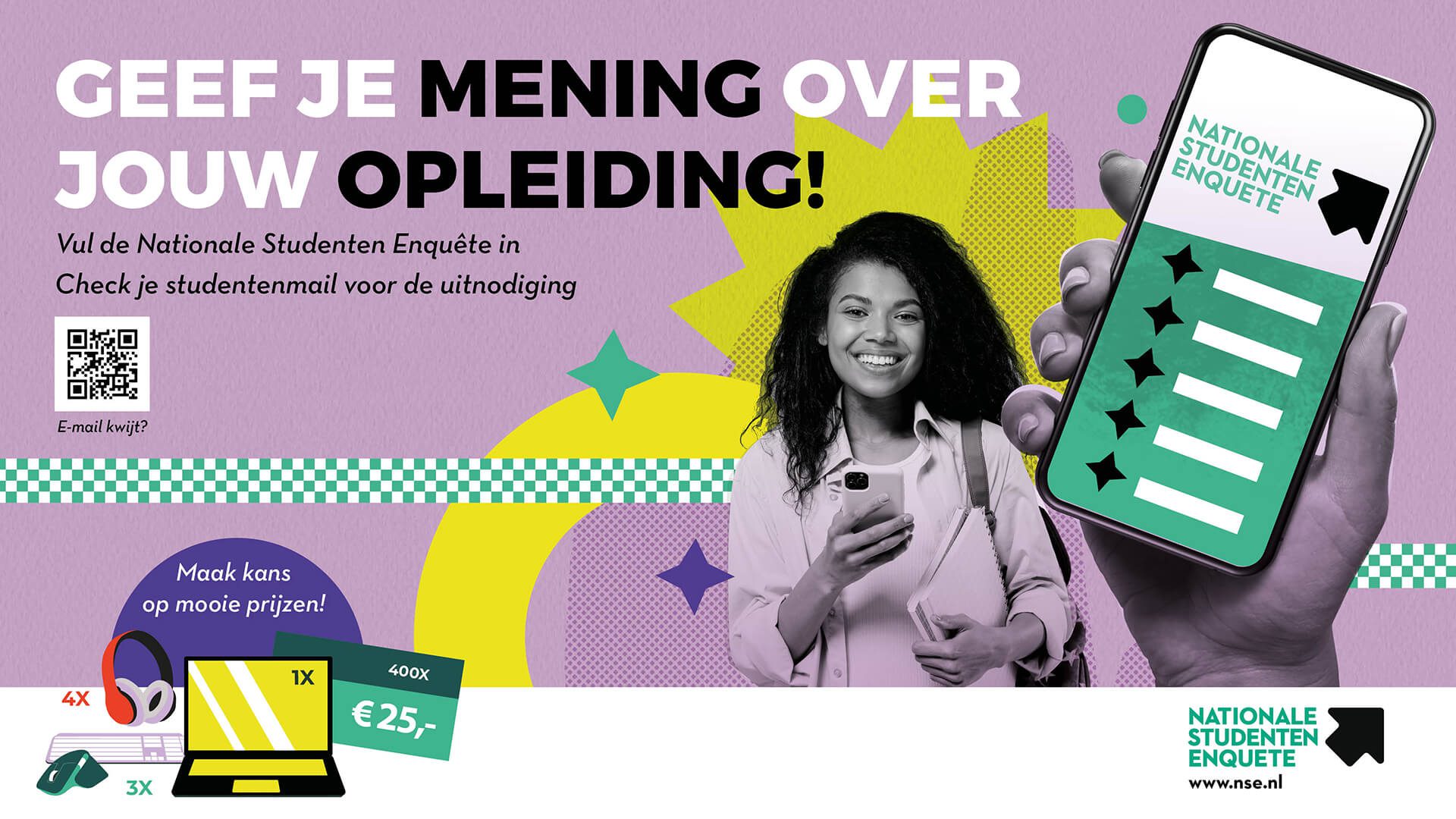 Voorbeeld van een campagne poster met een QR code