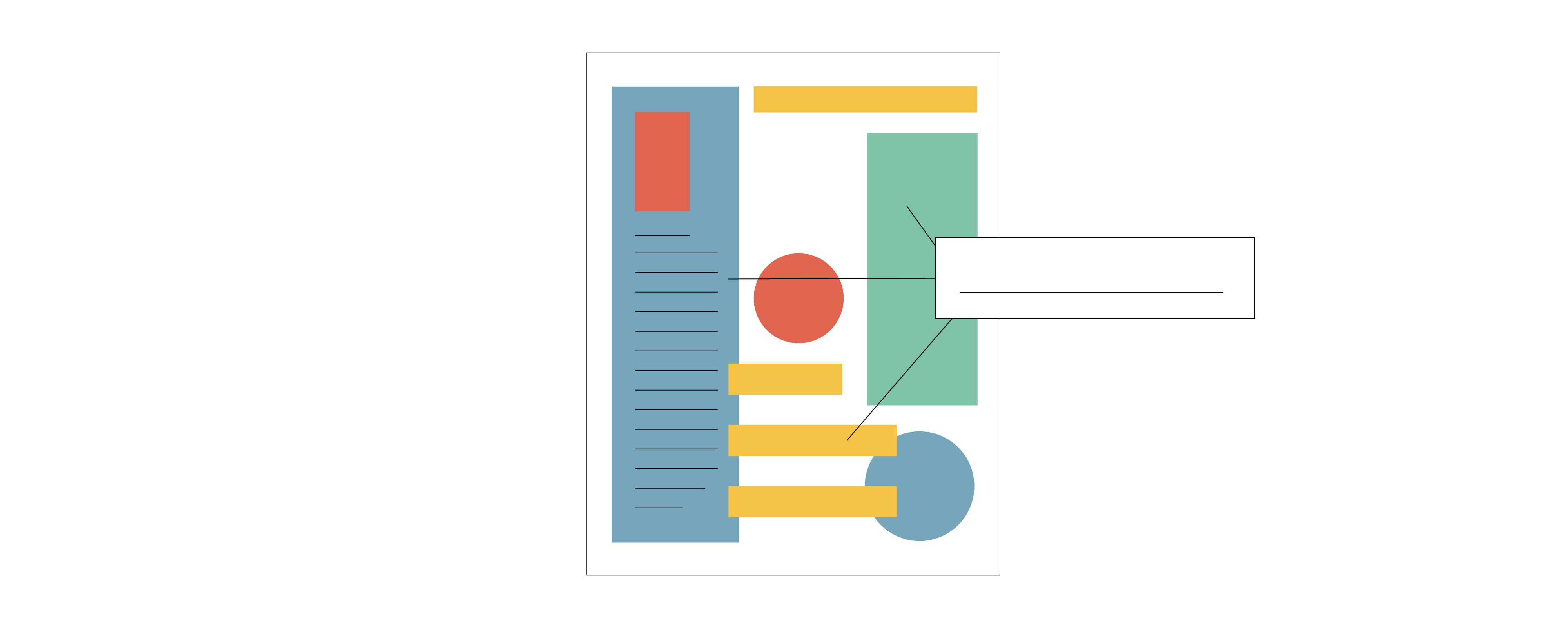 Beeld van een infographic waarbij elementen in abstracte beelden zijn gevangen ter illustratie van opbouw van verschillende soorten infographics