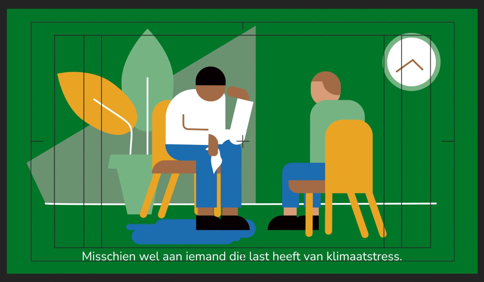 Beeld met persoon in beeld terwijl de title save aan staat ter illustratie van goede plaatsing van ondertiteling in animatie video