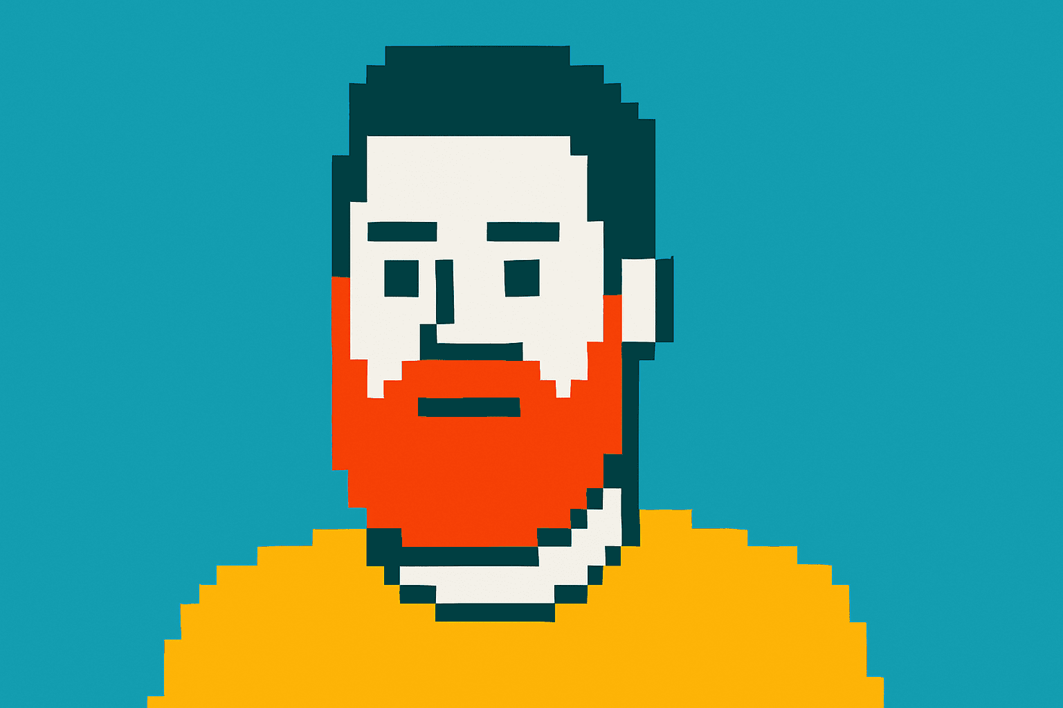 Beeld van een man met een baard ter illustratie van stijl pixel-art