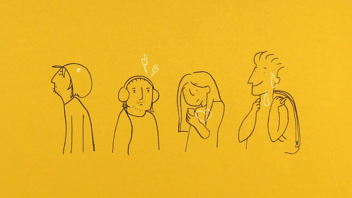 Beeld met vier pubers met een eigen persoonlijkheid ter illustratie van mixed-media animatie door animatiestudio Creative Beards