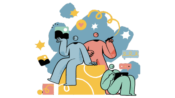 Beeld van verschillende karakters die bij elkaar zitten ter illustratie van illustratieve animatie laten maken door animatiebureau Creative Beards